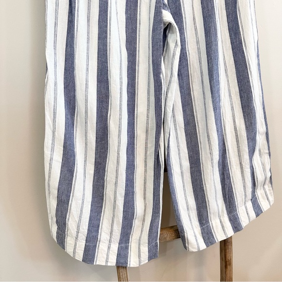 Madewell Huston Linen Blend Stripe Pull On Crop Pant Blue/White Size Med… - Picture 11 of 16